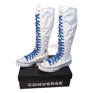 Converse CTAS XXHI Womens 8 White Blue Black Canvas Knee High Sneaker Boot NEW